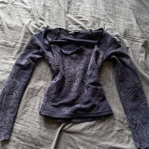 Elegant Lace Long Sleeve Top - Black